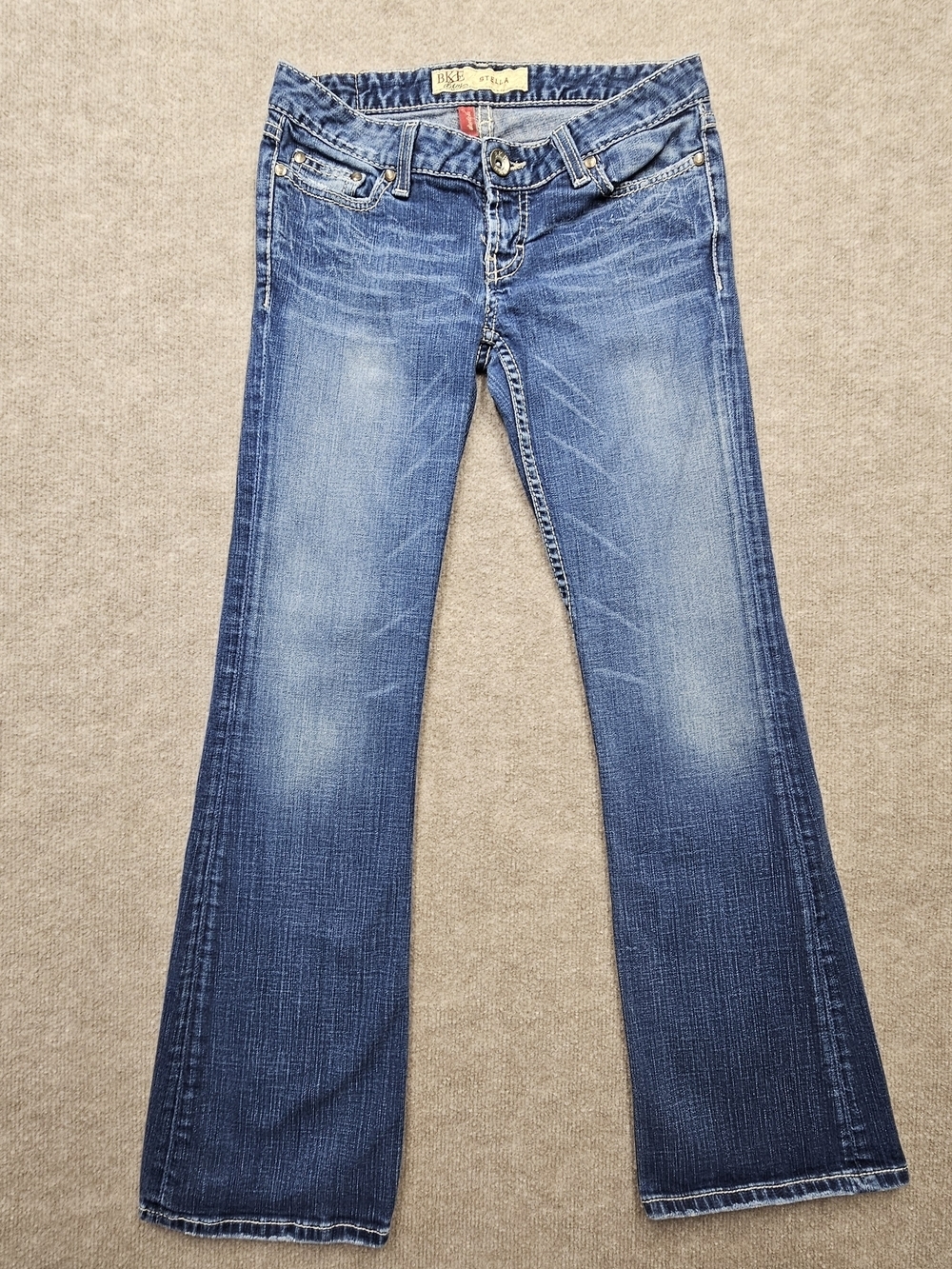 BKE Stella Y2K Flare Jeans 27 Low Rise Medium Wash Stretch Denim